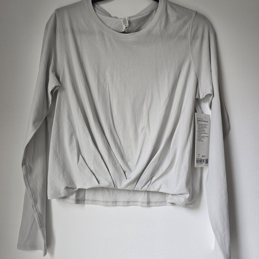 lululemon athletica Soft Gray Twist Front Long Sleeve Top